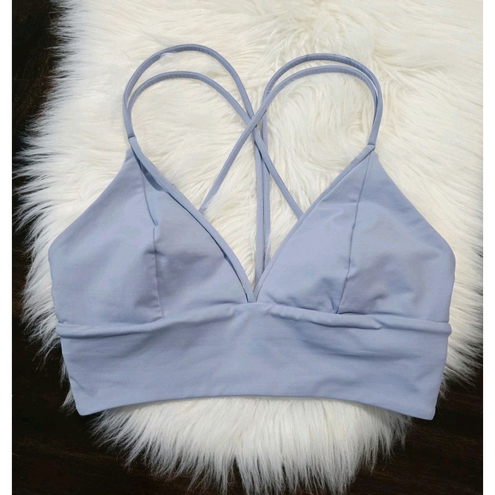 Lululemon Pushing Limits Bra Women's Size 6 Concrete Blue Strappy Triangle